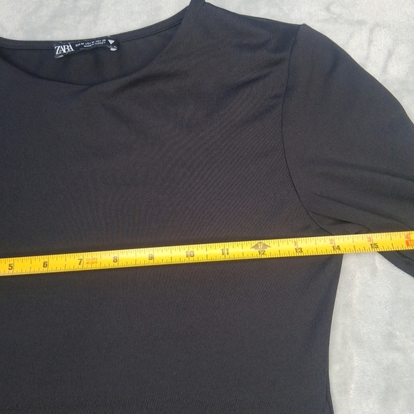 Zara Women's Solid Round Neck Long Sleeve Stretchy Bodysuit Black Size Medium - Picture 13 of 15